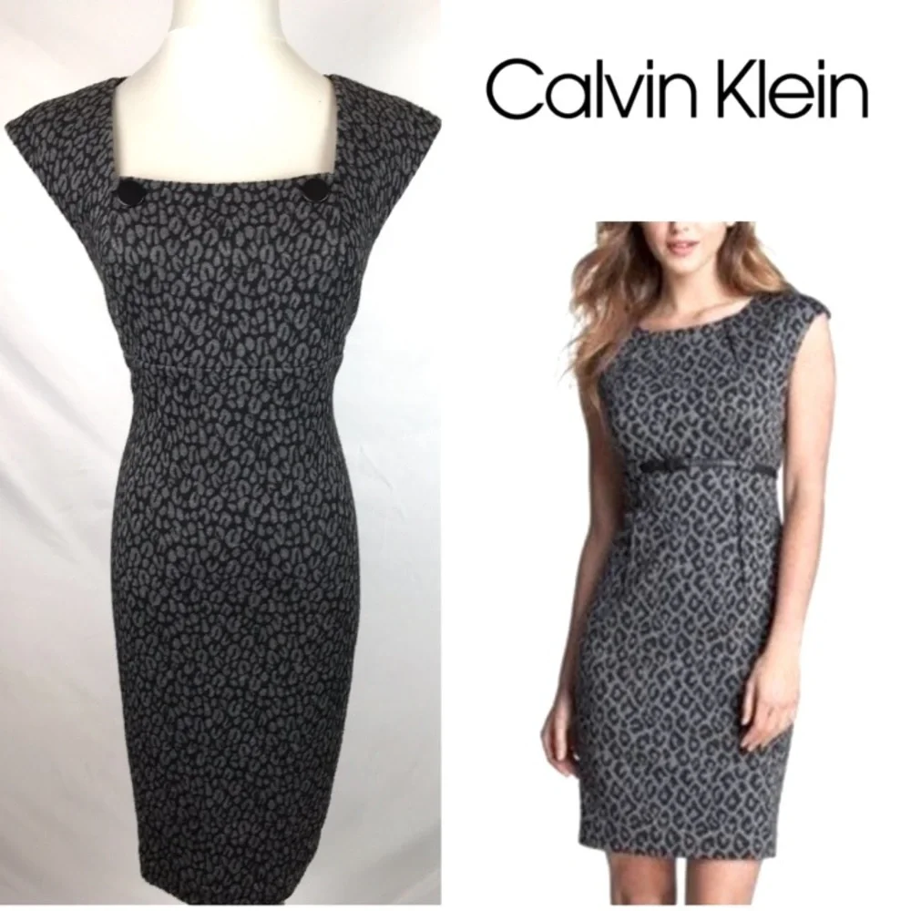 CK Grey Leopard Sheath Dress - Picture 2 of 5